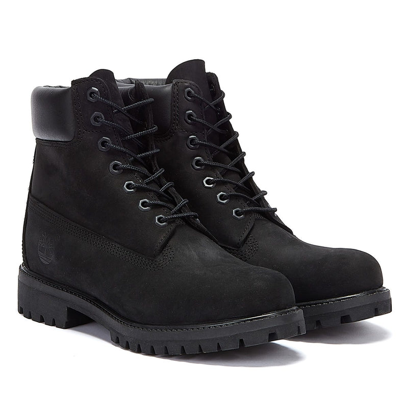 Timberland Mens Black Premium 6 Inch Nubuck Leather Boots